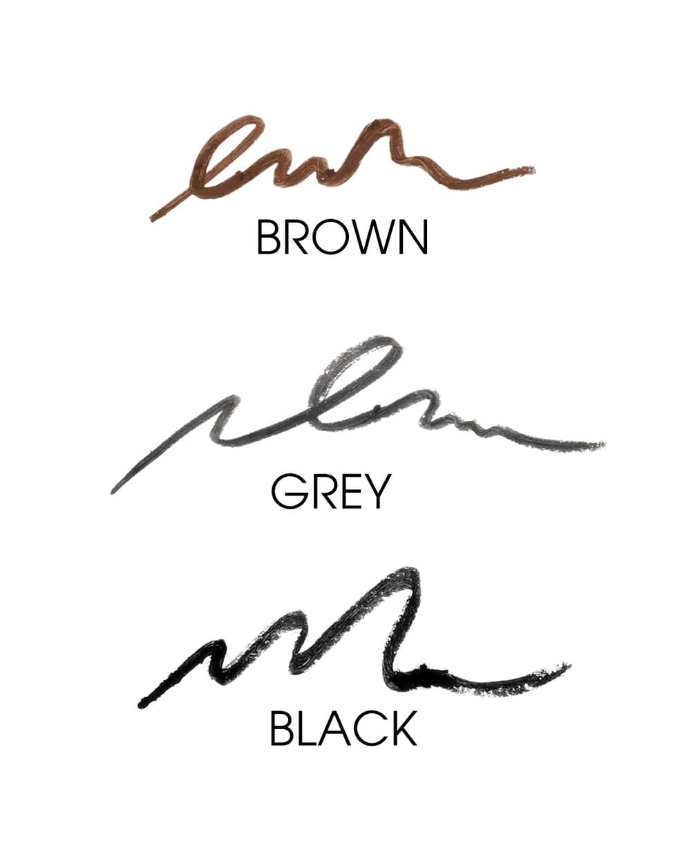 Próbki koloru kredki do oczu Dr Irena Eris: Brown, Grey, Black.